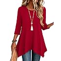 Zeagoo Womens Tops 3/4 Sleeve Loose Fit Dressy Tunics Plus Size Boho Shirts