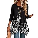 Zeagoo Womens Tops 3/4 Sleeve Loose Fit Dressy Tunics Plus Size Boho Shirts