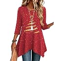 Zeagoo Womens Tops 3/4 Sleeve Loose Fit Dressy Tunics Plus Size Boho Shirts