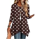 Zeagoo Womens Tops 3/4 Sleeve Loose Fit Dressy Tunics Plus Size Boho Shirts