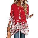 Zeagoo Womens Tops 3/4 Sleeve Loose Fit Dressy Tunics Plus Size Boho Shirts