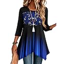 Zeagoo Womens Tops 3/4 Sleeve Loose Fit Dressy Tunics Plus Size Boho Shirts
