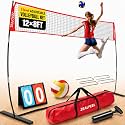 ZEALFEEL 12FT Volleyball Net with 3 Adjustable Heights (8'/7.4'/6.6')