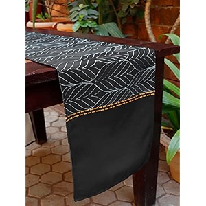 zeba world polycanvas table runner  12x84 inches 30x210 cm  stylish runner for 46 seater dining table amp living room decor black