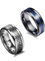 zebisco 2 Rings for Men 2 Pcs Combo Dragon Celtic Inlay Polish Finish Titanium Steel Tungsten Platinum, Silver, Sterling Silver, Titanium Plated Ring