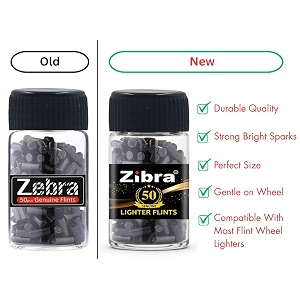 zibra black pack of 50 genuine lighter flint stone i compatible with all zippo kerosene oil and other grinding wheel lighters i lighter repair accessory