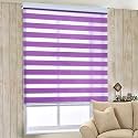 Zebra Blind for Windows Dual Layer Zebra Roller Shades Light Filtering Sheer Window Treatments Privacy Light Control for Day and Night, Color Lavender, W143XH200CM