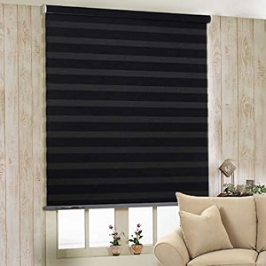 zebra blind for windows dual layer zebra roller shades light filtering sheer window treatments privacy light control for day and night color black w135xh200cm