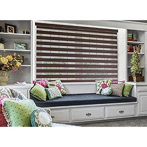 zebra blinds coffee - w152xh180cm - sheer horizontal window blinds and shades for daytime and nighttime - light filtering roller shades for windows