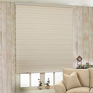 zebra blinds for windows  dual-layer polyester roller blinds in ivory w55 x h150 cm  light filtering