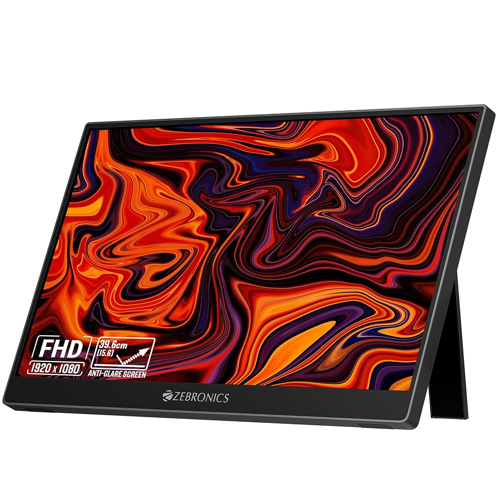 Zebronics 15.6 inch Portable Monitor, FHD 1080p, 60 Adjustable Stand ...