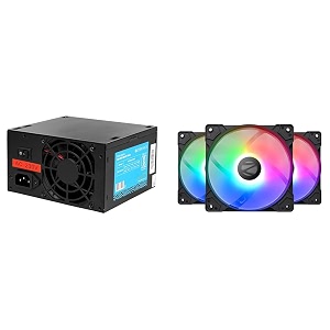 zebronics 450w black gold power supply with 3x sata connectors 2x molex 80mm built-in fan extra l