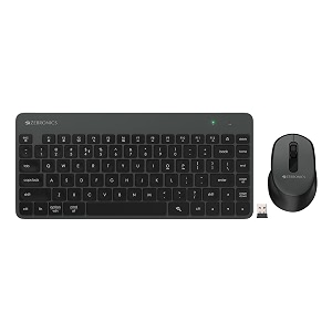 zebronics companion 201 24ghz wireless keyboard amp mouse combo 83 keys ai assist key 12 integrated multimedia keys 3 button mouse 1600 dpi high precision silent operation black  grey