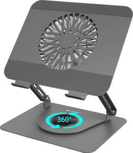 zebronics foldable multi angle adjustment type c detachable magnetic fan ns4000 rotatable metal stand upto 17 inch 360 fidget rotation carbon steel rotatable laptop stand with adjustable height compatible with 40 - 44cm laptops