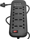 ZEBRONICS Power Bar 282, 2500 W, 10 Amps, LED Indicator, 1 Type C Port, 5 USB Ports and 8 Socket Extension Boards (Black, 2 m, With USB Port)
