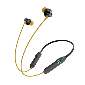 zebronics yoga n2 rgb neckband with 30h playtime enc mic 50ms gaming mode powerful bass voice assistant ipx4 dual pairing bt v52 type c port bluetooth wireless earphones with mic yellow