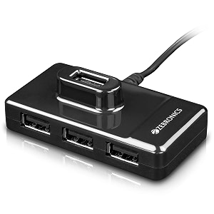 zebronics zeb-100hb 4 ports usb hub for laptop pc computers plug amp play backward compatible - black