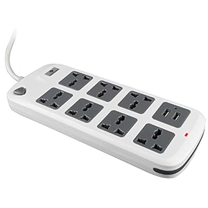 zebronics zeb-ps7520usb extension socket with 7 universal sockets and 2 usb ports with 48 meters power cable