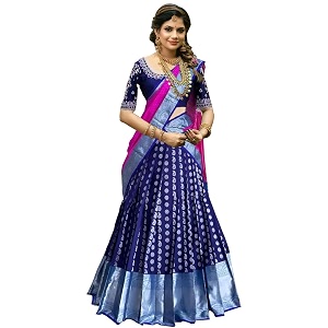 zecva women39s traditional unstitched kanjivaram silk lehenga choli with blouse along with duppta half saree