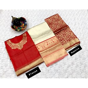 zecva women39s traditional unstitched kanjivaram silk lehenga choli with blouse along with duppta half saree