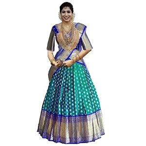 zecva women39s traditional unstitched kanjivaram silk lehenga choli with blouse along with duppta half saree