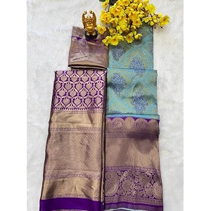 zecva women39s traditional unstitched kanjivaram silk lehenga choli with blouse along with duppta half saree