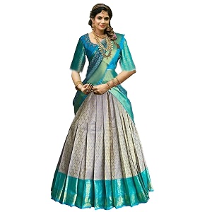 zecva women39s traditional unstitched kanjivaram silk lehenga choli with blouse along with duppta half saree