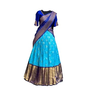 zecva women39s traditional unstitched kanjivaram silk lehenga choli with blouse along with duppta half saree