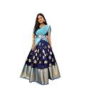 ZECVA Women's Traditional Unstitched Kanjivaram Silk Lehenga Choli With Blouse Along With Duppta Half Saree