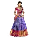 ZECVA Women's Traditional Unstitched Kanjivaram Silk Lehenga Choli With Blouse Along With Duppta Half Saree