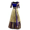 ZECVA Women's Traditional Unstitched Kanjivaram Silk Lehenga Choli With Blouse Along With Duppta Half Saree