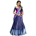 ZECVA Women's Traditional Unstitched Kanjivaram Silk Lehenga Choli With Blouse Along With Duppta Half Saree