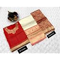 ZECVA Women's Traditional Unstitched Kanjivaram Silk Lehenga Choli With Blouse Along With Duppta Half Saree