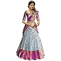 ZECVA Women's Unstitched Material Kanjivaram Pattu Silk Traditional Soft HalfSaree For Women Pure Zari Weaving | Lehenga Choli Full Set (Wine)