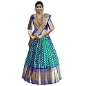 ZECVA Women's Traditional Unstitched Kanjivaram Silk Lehenga Choli With Blouse Along With Duppta Half Saree
