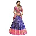 ZECVA Women's Traditional Unstitched Kanjivaram Silk Lehenga Choli With Blouse Along With Duppta Half Saree