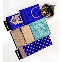 ZECVA Women's Traditional Unstitched Kanjivaram Silk Lehenga Choli With Blouse Along With Duppta Half Saree