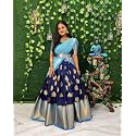 ZECVA Women's Traditional Unstitched Kanjivaram Silk Lehenga Choli With Blouse Along With Duppta Half Saree