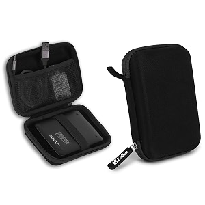 hard disk case pouch cover for 25 inch hdd cover portable carrying bag for external hard disk case digital organizer pouch with mesh pocket and elastic strap - black