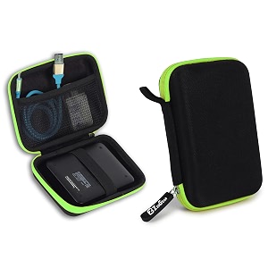 hard disk case pouch cover for 25 inch hdd cover portable carrying bag for external hard disk case digital organizer pouch with mesh pocket and elastic strap - green
