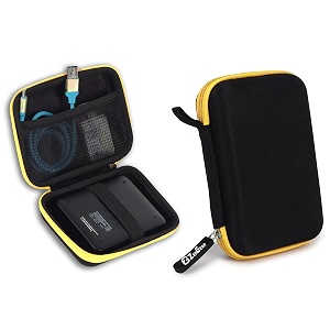 hard disk case pouch cover for 25 inch hdd cover portable carrying bag for external hard disk case digital organizer pouch with mesh pocket and elastic strap - yellow