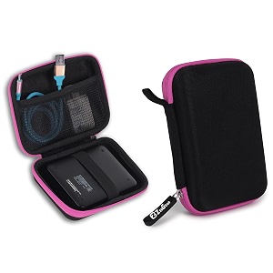 hard disk case pouch cover for 25 inch hdd cover portable carrying bag for external hard disk case digital organizer pouch with mesh pocket and elastic strap - pink