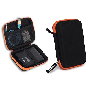 hard disk case pouch cover for 25 inch hdd cover portable carrying bag for external hard disk case digital organizer pouch with mesh pocket and elastic strap - orange
