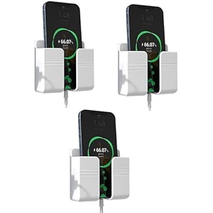 wall mounted mobile holder storage case for remote with charging port amp adjustable viewing angle mobile standmulti purpose stand - white pack of 3
