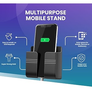 wall mounted mobile holder storage case for remote with charging port amp adjustable viewing angle mobile standmulti purpose stand - black pack of 2