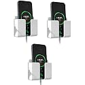 Wall Mounted Mobile Holder Storage Case for Remote with Charging Port &amp; Adjustable Viewing Angle Mobile Stand/Multi Purpose Stand - White (Pack of 3)
