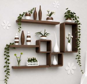 zeecoot BROWN WOODEN WALL SHELF Wooden Wall