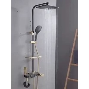 zeecry luxury led shower panel black matte amp golden modular 5 in 1 wall mixer single lever shower panel brass stainless steel