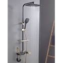 ZeeCry Luxury Led Shower Panel Black Matte &amp; Golden Modular 5 in 1 Wall Mixer Single Lever Shower Panel (Brass, Stainless Steel)