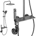 ZeeCry Luxury Thermostatic Shower Set Finish Matte GreyColor / 4 in 1 Wall Mixer Single Lever Shower Panel Rain Fall heavy Brass (Stainless Steel) Waterfall Bathroom shower System,Hand Shower Modular